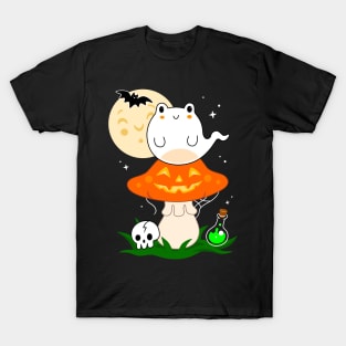 Ghost Frog on Jack'o'lantern Toadstool T-Shirt